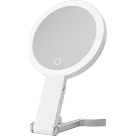 Specchio ingranditore illuminato, specchio ingranditore da viaggio, a doppia faccia (10x/1x), 3 colori, luce ricaricabile, pieghevole, portatile, da appendere, da tavolo, 3 utilizzi, bianco