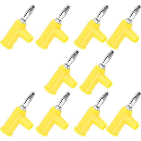 Lot de 10 fiches bananes empilables 4 mm/0,2 pouce en laiton standard sans soudure pour accessoires de sécurité (jaune) (1/5)