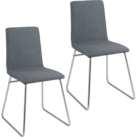 Lot de 2 chaises de salle à manger modernes 52 x 47 x 88 cm dossier pliable assise confort finition en métal tissu gris