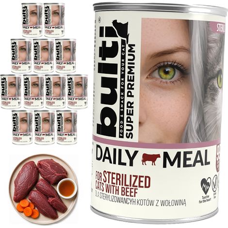BULTI Repas Quotidien Aliment humide stérilisé pour chat Bœuf Poulet 12 x 400 g (1/2)