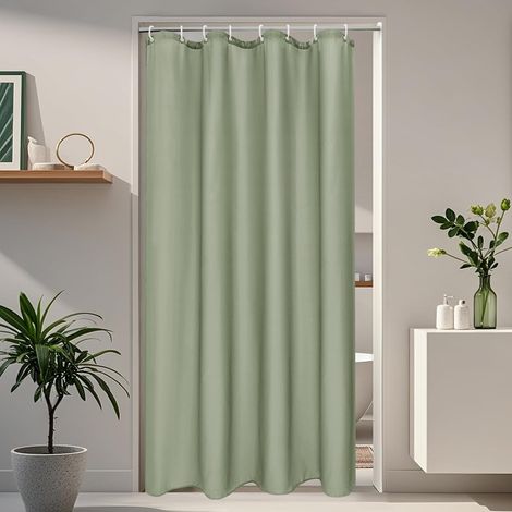 Rideau de douche étroit, 120 x 200 cm, vert, imperméable, petit rideau de douche, en tissu anti-moisissure, avec 8 anneaux (1/5)