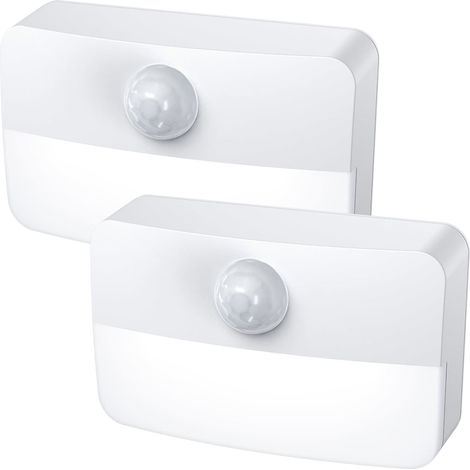 Veilleuse LED avec détecteur de mouvement, fonctionne sur piles, allumage/extinction automatique, lumière blanc chaud sans éblouissement, angle de détection de 120°, idéale pour les couloirs(lot de 2) (1/5)
