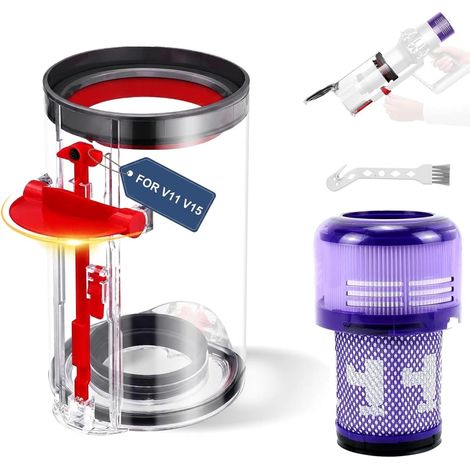 Bac à Poussière Transparent avec Filtre HEPA pour Dyson V11 V15 SV14 SV17, Réservoir Collecteur Accessoires de Rechange pour Dyson SV22 SV15 SV28 Pièces Détachées 970013-02 970013-03 (1/5)