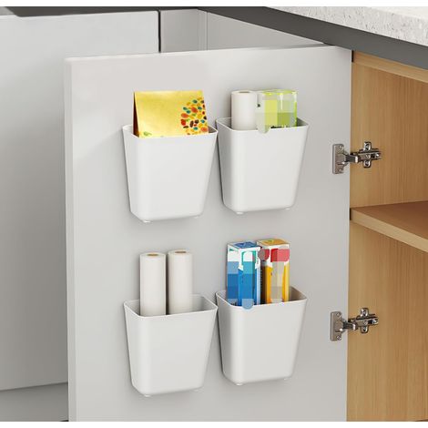 Set di 4 scatole portaoggetti autoadesive da parete per ante di mobili da cucina, armadi, bagni e frigoriferi. (1/4)