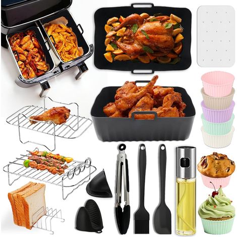 18 PCS Silicone Air Fryer Mould, Air Fryer Accessories, Air Fryer Mould 7.6-9.5L Oil-Free Fryer, Silicone Dish, Dish for Air Fryer, Muffins, Oven Eggs (1/5)