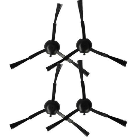vhbw 4x spazzola laterale compatibile con Mova E30 Ultra robot aspirapolvere - Set spazzole, nero