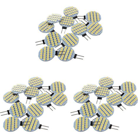 30 ampoules LED SMD G4 24 LED pour armoire, bateau, camping-car, voiture, 12 V, lumière blanc chaud (1/5)