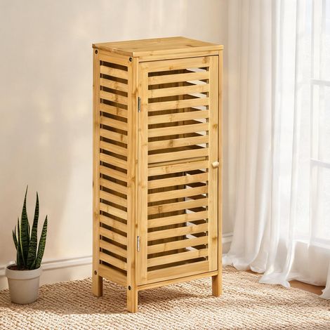 Armoire de rangement bois naturel en bambou 30 x 19,9 x 70 cm (1/5)