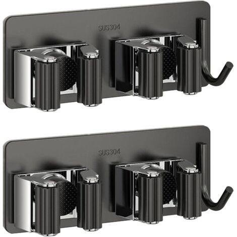 QORVA-Support mural pour outils de jardin, 3 en 1, en acier inoxydable, autocollant, pour cuisine, maison, salle de bain, garage et jardin, lot de 2 (1/5)