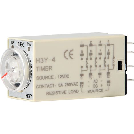 H3Y-4 Timer-Relais Verzögerungstimer Einschalttimer 12VDC 12 Relais (60S).