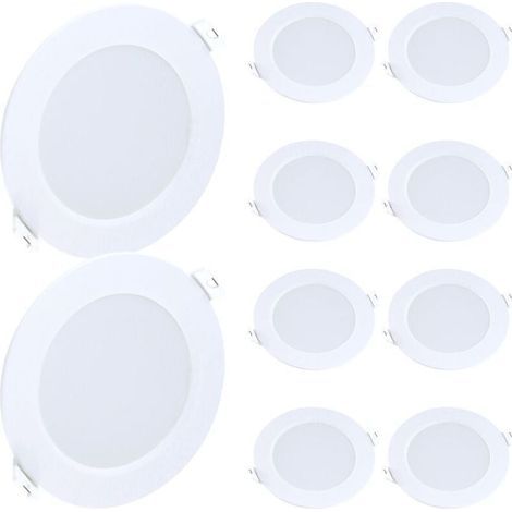 10 dimmbare, dreifarbige LED-Einbaustrahler mit je 9 W: ultrahelles Weiß (6000 K). (1/5)