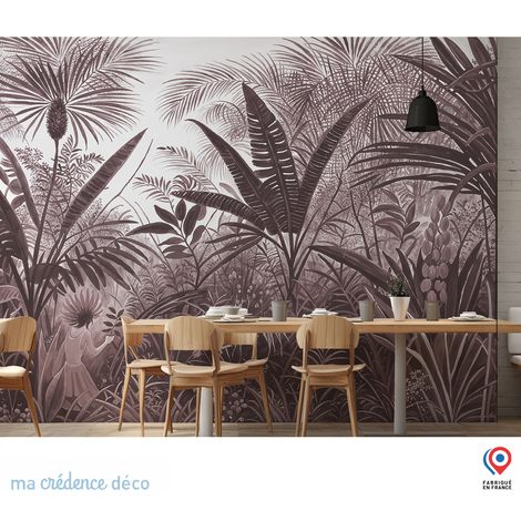 Papier peint : Feuilles tropicales et perroquets - Intissé - L.300 x H.280 cm - Vert émeraude (1/3)