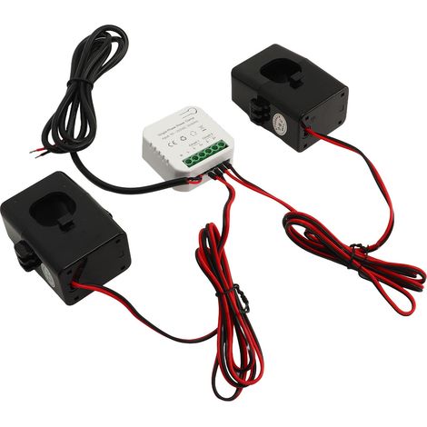 Compteur intelligent monophasé WiFi Graffiti 90-250 V CA avec bague de serrage pour deux transformateurs de courant 200 ACT (puissance kWh) - Surveillance de la consommation d'énergie et statistiques (1/5)