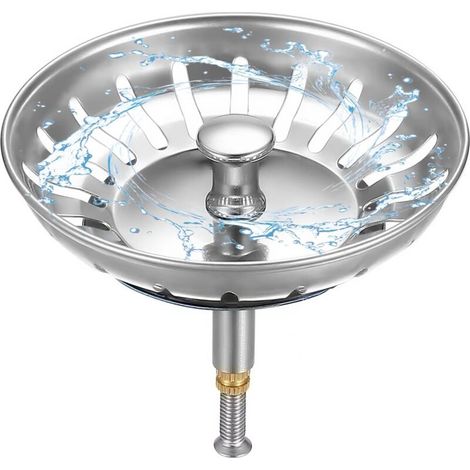 Kitchen Sink Strainer Ø 79mm, 1 Kitchen Sink Strainer Plug with Adjustable Height, 304 Stainless Steel Kitchen Sink Plug, Sink Drain Plug (1/4)
