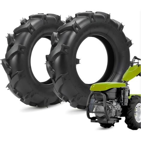 2 Pneumatici 3.50-8 4PR Rinforzati  Kit Gomme TM per uso Agricolo per Motozappa, Motocoltivatore e Falciatrice