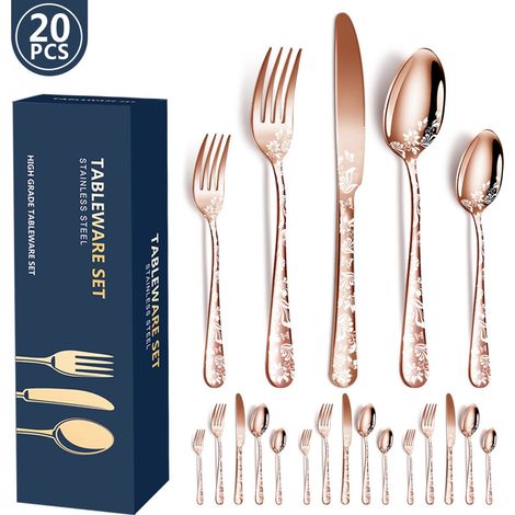 20-teiliges Edelstahl-Besteckset, Essservice für 4 Personen, Edelstahlständer