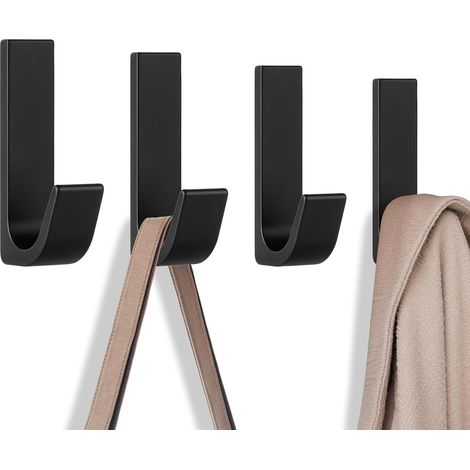 4-Piece Adhesive Wall Hooks, Bathroom and Kitchen Wall Hooks, Bathroom Towel Rack, Wall-Mounted Coat Rack, No Drilling Required, Waterproof, Rustproof (1/5)
