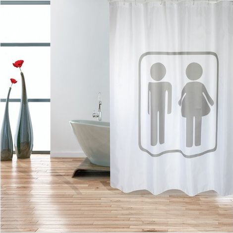 Cortina de ducha Poliéster M/F 180x200cm CALIDAD PRMEIUM Gris y Blanco (1/5)