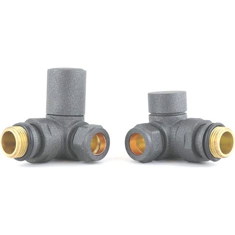 Heatwave Round Basalt Grey Corner Radiator Valves Pair (1/2)