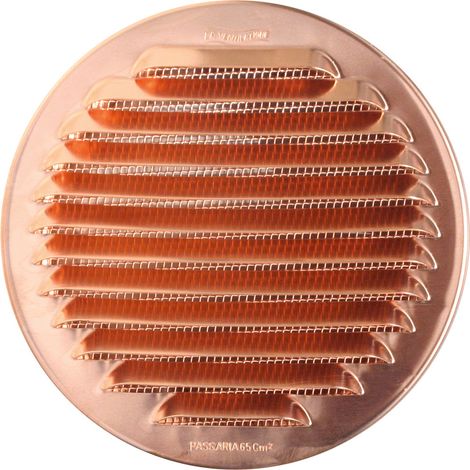 Grille ventilation ronde à clipser avec ressorts Ø150mm Cuivre - Avec moustiquaire (1/2)