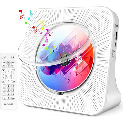 Lecteur Cd Portable Avec Haut-Parleurs - Bluetooth - Radio Fm - Lecteur Usb Et Aux - Fonction Minuterie Et Répétition - Compatible Cd Cd-R Cd-Rw Mp3 Wma - 1 Pièce