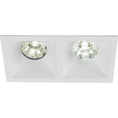 Spot DECO GU10 carré 2 têtes fixe, blanc mat IP20 - EUROPOLE - 27811 (1/4)