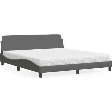 Cama con colchón Dover de tela gris oscuro 180x200 cm vidaXL (1/5)