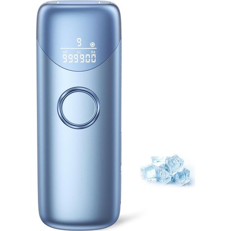 Épilateur Lumière Pulsée avec Système de Refroidissement par Glace, Épilateur à Lumière Pulsée avec 9 Niveaux D'énergie, 999 900 Flashs, Épilation Laser pour Visage, Jambes et Corps
