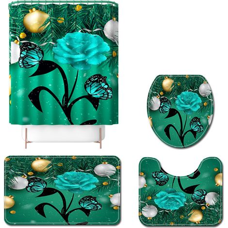 Filiyano-Ensemble de quatre tapis de toilette à motif floral de Noël. (1/5)
