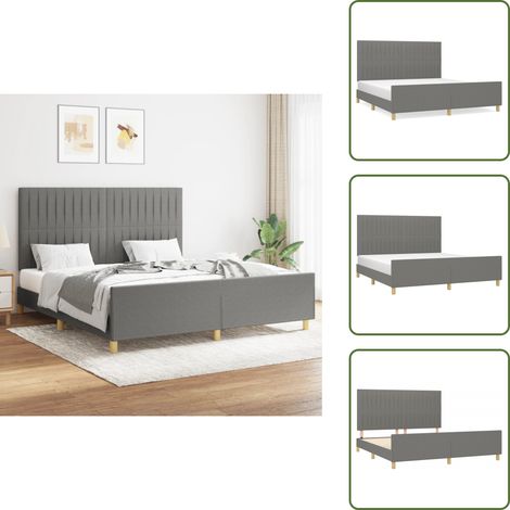 Bettgestell ohne Matratze Dunkelgrau 160x200 cm Stoff - Bettsofa - Boxspringbetten - Doppelbett - Lattenrost - Massivholzbette (1/5)