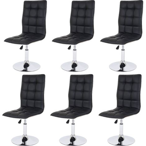[NON UTILIZZATO] Set 6x sedie soggiorno eleganti HHG-834 design moderno ecopelle sala pranzo nero