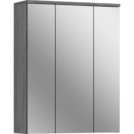 Armoire de Salle de Bain avec Miroir Argenté fumé Env. 60 x 77 x 21 cm avec Grande Surface Miroir (1/5)