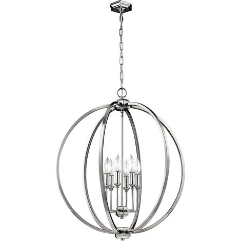 Elstead Corinne - Luminaire suspendu sphérique à 6 ampoules au fini nickel poli, E14 (1/5)