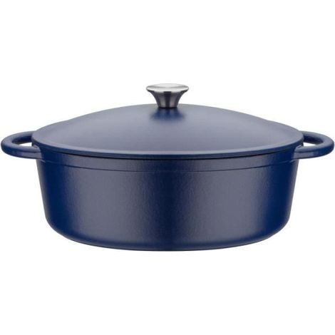 Cocotte fonte massive - GSW - BLUE MAGIC - 33 x 25 cm - Ovale - Induction - Bleu (1/5)