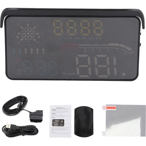 Écran tête haute universel multifonction OBD2+GPS, moniteur de projection avec alarme (1/5)