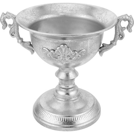 Vase à Fleurs Vintage en Métal Argenté Vieilli Urne Décorative Multifonction 26 X 23 X 155 CM Centre de Table Mariage et Décoration Intérieure Style Européen (1/5)