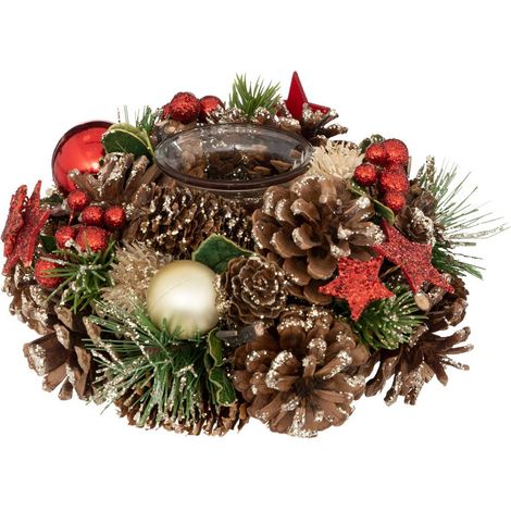 Vaso per candele in agrifoglio naturale e stelle - Feeric lights & christmas