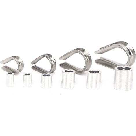 Ensemble de 225 manchons de conduit en aluminium en forme de huit + bague triangulaire en acier inoxydable en forme de cœur, M1.2 à M5 (1/5)