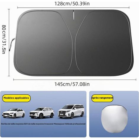 Pare-Soleil de Voiture, Protection Solaire Intérieure, Pare-Brise pour l'été, Protection UV Contre la Chaleur, Pliable,145x80CM (1/5)