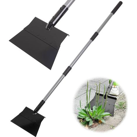 Pelle de nettoyage de jardin multifonctionnelle, pelle plate en acier robuste avec poignée réglable de 137,2 cm, pelle à gratter de jardinage, outil d'extérieur pour désherber, bordure de