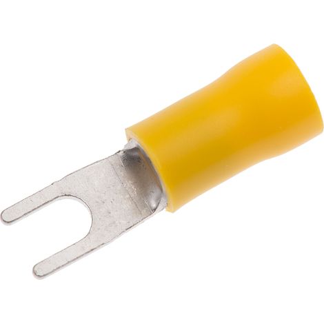 Cosse à fourche à sertir RS PRO Isolé, Jaune 10AWG 6mm² 12AWG 2.5mm² ( Prix pour Paquet de 100 )