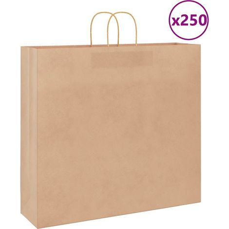 Bolsas de papel con asas 250 uds marrón 54x15x49 cm vidaXL