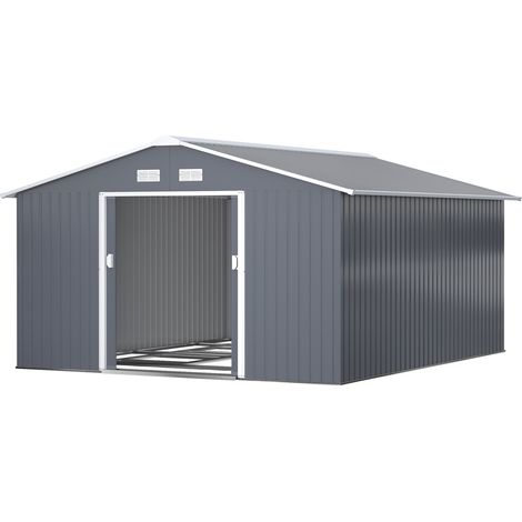 Abri de, acier, gris charbon, jardin, abri de, jardin étanche, pour outils de, jardin, avec, fenêtres de ventilation, portes coulissantes (1/5)