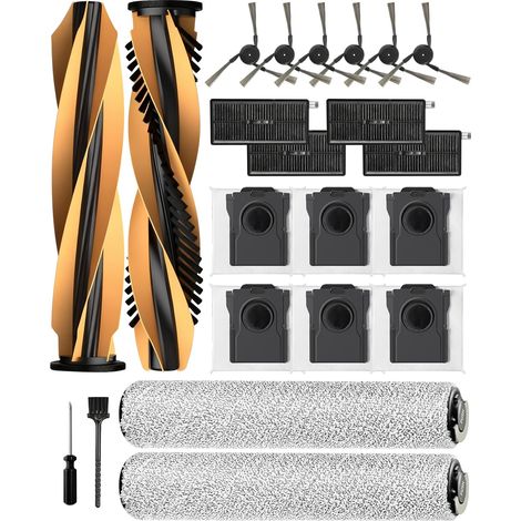22 Pezzi Kit Accessori per Mova Z60 Ultra Roller Robot Aspiratore Completo/Autonomo: 2 Spazzole Principali, 2 Rulli Straccio, 6 Spazzole Laterali, 4 Filtri HEPA, 6 Sacchi Polvere (1/5)