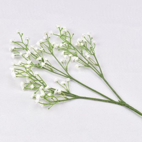 Bouquet artificiel de gypsophile blanche, 3 tiges, fleur artificielle réaliste pour vase, décoration mariage, intérieur et extérieur, sans entretien, matériau durable, hauteur 40cm (1/4)