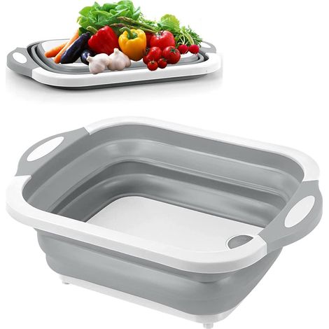 Faltbares Schneidebrett – multifunktionales Waschbecken – Waschen und Abtropfen von Obst und Gemüse mit lebensmittelechtem Spülbecken – Multifunktional (1/5)