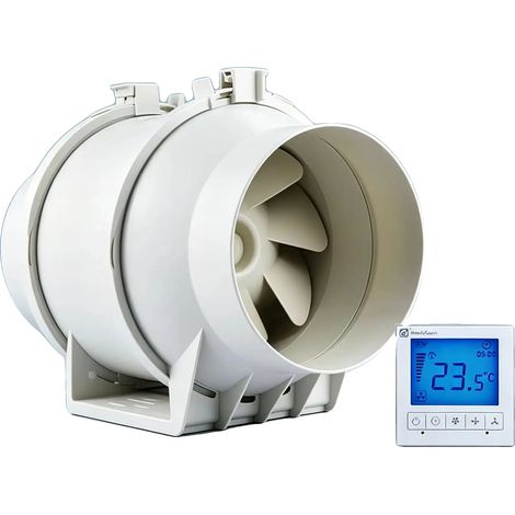 Ventilador extractor con conducto integrado, diámetro de la manguera de aire de 150 mm, tensión de 220-240 V, potencia de 44-54 W, 3 velocidades ajustables, grado de protección IP44. (1/5)