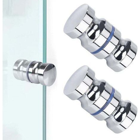 2 Pieces Shower Door Knob,Round Shower Door Knob Stainless Steel Shower Knobs Shower Door Knob Door Handles for Bathroom Glass Door Sliding Door (1/5)