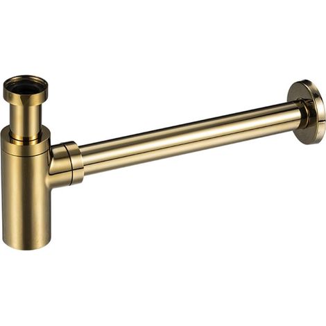 Siphon de Bouteille Universel pour lavabo de Salle de Bain, Ouverture de Nettoyage cachée, piège à odeurs, Siphon en P réglable G1 1/4 x 32 mm, Tuyau d'évacuation en Laiton Antique, doré 12 cm (1/5)