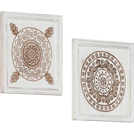Kunst Dekoration 2 pcs Braun und Weiß 40 x 40 x 1,5 cm